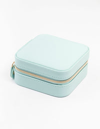 Blue Faux Leather Compact  Square Jewellery Case - link has visual effect only