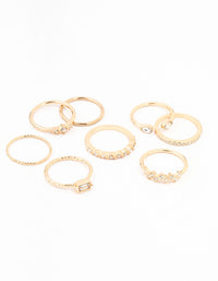 Gold Fine Diamante Ring Pack 8 x 3 - link has visual effect only