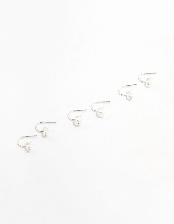 Graduating Silver Pearl Drop Huggie Earrings 3-Pack