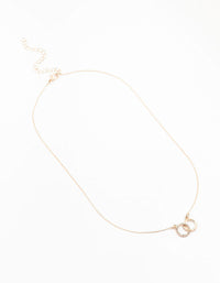 Rose Gold Diamante Double Circle Link Necklace - link has visual effect only