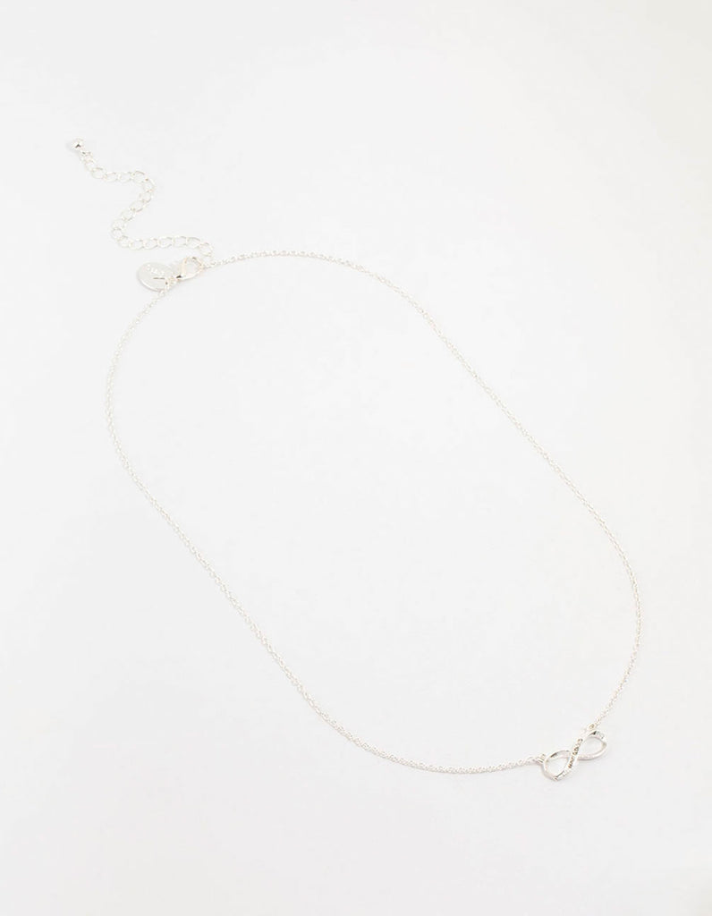 Silver Encased Diamante Infinity Necklace - Lovisa