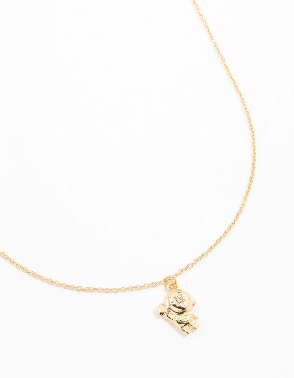 Gold Diamante Astronaut Necklace