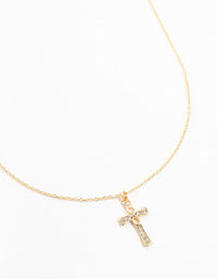 Gold Diamante Cross Necklace - link has visual effect only