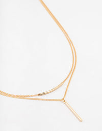 Gold Double Chain Bar Necklace - link has visual effect only