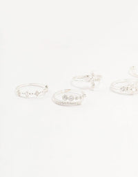 Silver Plated Cubic Zirconia Mixed Leaf Ring 5-Pack - link has visual effect only