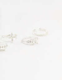 Silver Plated Cubic Zirconia Mixed Leaf Ring 5-Pack - link has visual effect only