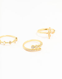 Gold Plated Cubic Zirconia Leafy Mixed Rings 5-Pack - link has visual effect only