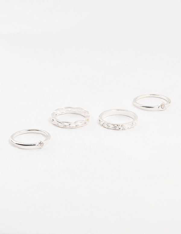 Silver Croissant Rings 4-Pack