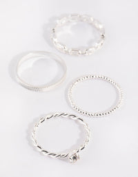 Silver Watch Links Rings 4-Pack - link has visual effect only