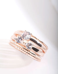 Rose Gold Cubic Zirconia Bow & Band Stacking  Rings 5-Pack - link has visual effect only