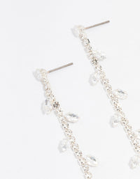 Silver Diamante Leaf Cup Chain Drop Earrings - link has visual effect only