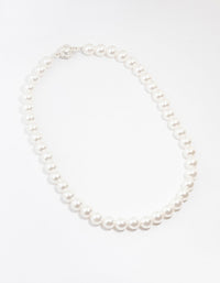 Rhodium Diamante Pearl Necklace - link has visual effect only