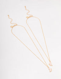 Gold & Pink Butterfly Necklaces 2-Pack - link has visual effect only