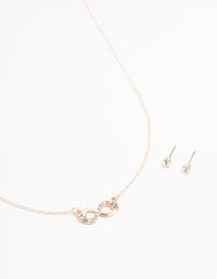 Rose Gold Infinity Necklace & Stud Earrings - link has visual effect only