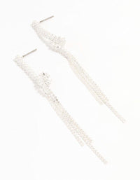 Silver Plated Baguette Loop Dangle Earrings - link has visual effect only