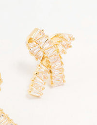 Gold Plated Baguette Ribbon Bow Stud Earrings - link has visual effect only