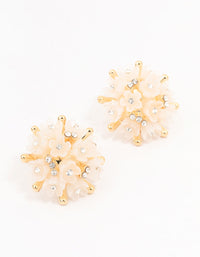 Gold Plated Mini Flower Dome Stud Earrings - link has visual effect only