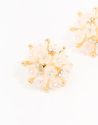 Gold Plated Mini Flower Dome Stud Earrings - link has visual effect only