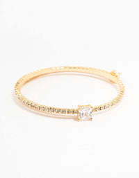 Gold Plated Square Stone Wrapped Cuff Bracelet - link has visual effect only