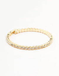 Gold Plated Round Stone Wrist Cuff - link has visual effect only