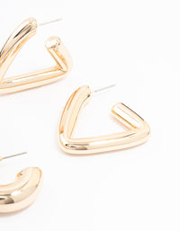 Gold Mixed Shape Hoop Earrings 2-Pack - link has visual effect only