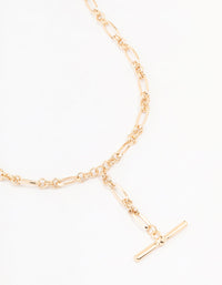 Gold T-Bar Chain Y Necklace - link has visual effect only