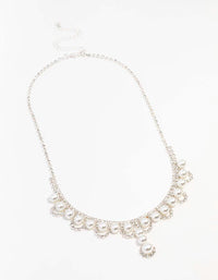 Silver Pearl Diamante Necklace - link has visual effect only