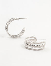 Surgical Steel Bubble Trio Strip Hoop Earrings - link has visual effect only