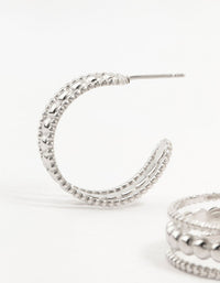 Surgical Steel Bubble Trio Strip Hoop Earrings - link has visual effect only