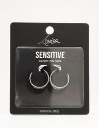 Surgical Steel Bubble Trio Strip Hoop Earrings - link has visual effect only