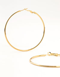 Gold Plated Surgical Steel Classic Hoop Earrings 60MM - link has visual effect only