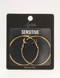 Gold Plated Surgical Steel Classic Hoop Earrings 60MM - link has visual effect only