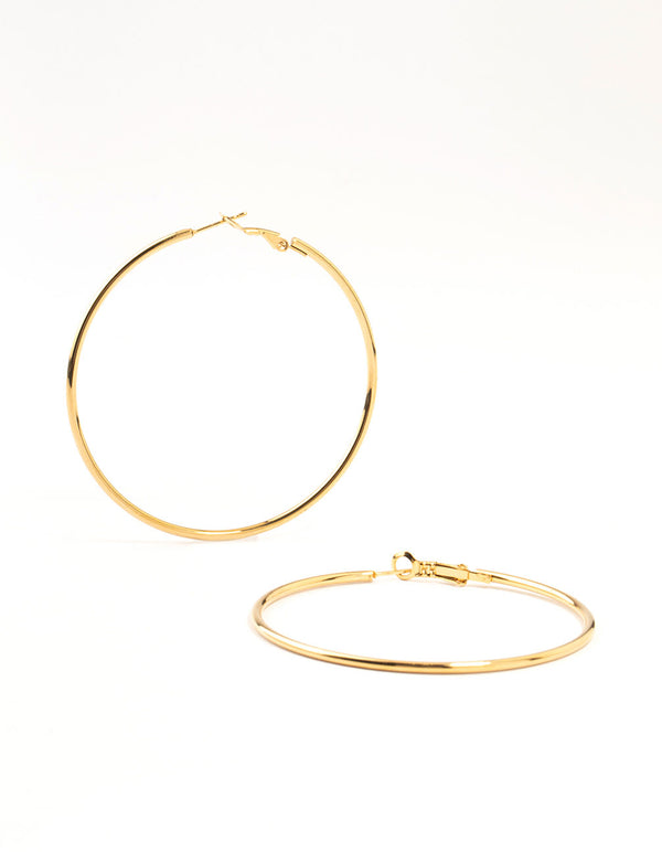 Gold Plated Surgical Steel Classic Hoop Earrings 60MM