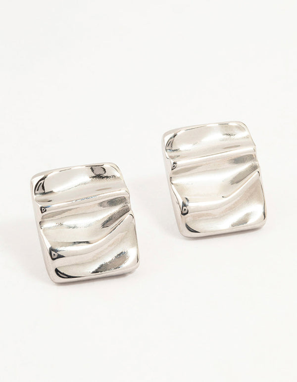 Surgical Steel Rectangle Ripple Stud Earrings