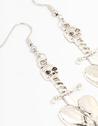 Silver Dagger Heart Drop Earrings - link has visual effect only