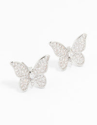 Rhodium Cubic Zirconia Butterfly Stud Earrings - link has visual effect only