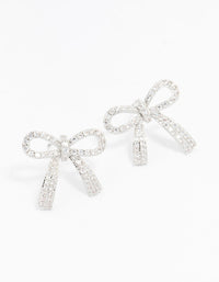 Rhodium Cubic Zirconia Bow Stud Earrings - link has visual effect only