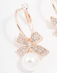 Rose Gold Bow & Pearl Drop Hoop Earrings - link has visual effect only