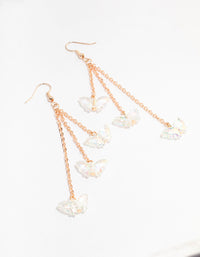 Rose Gold 3 Row Plastic Butterfly Drop Earrings - link has visual effect only