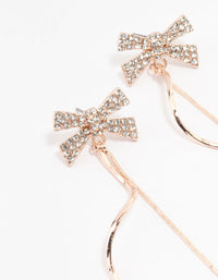 Rose Gold Diamante Bow Swirl Drop Earrings - link has visual effect only