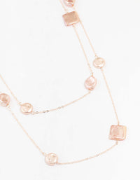 Rose Gold Pink Pearl Double Necklace - link has visual effect only