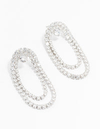 Rhodium Cubic Zirconia Draped Cupchain Earrings - link has visual effect only