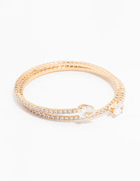 Gold Double Pointed Cubic Zirconia Bangle Bracelet - link has visual effect only