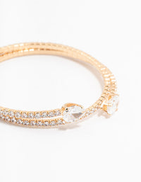 Gold Double Pointed Cubic Zirconia Bangle Bracelet - link has visual effect only