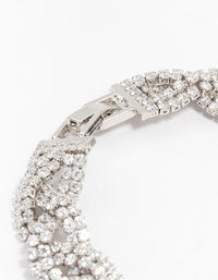 Rhodium Braided Cubic Zirconia Bling Bracelet - link has visual effect only