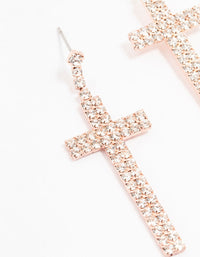 Rose Gold Bling Cross Drop Earrings - link has visual effect only