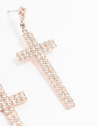 Rose Gold Bling Cross Drop Earrings - link has visual effect only