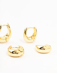 Gold Plated Graduating Taper Hoop Earrings 3-Pack - link has visual effect only