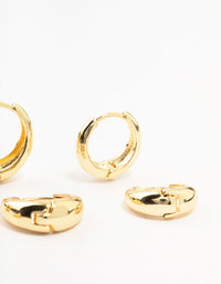 Classic Gold Plated Chunky Hoop Earrings 3-Pack - link has visual effect only