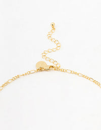 Gold Plated Figaro Pearl Station Necklace - link has visual effect only